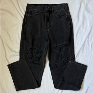 AEO Black Distressed Mom Jean